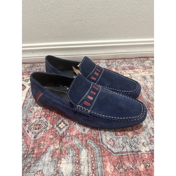 Mens Navy Suede Driving Moccasins Loafers Shoes Size 12 - Picture 2 of 4